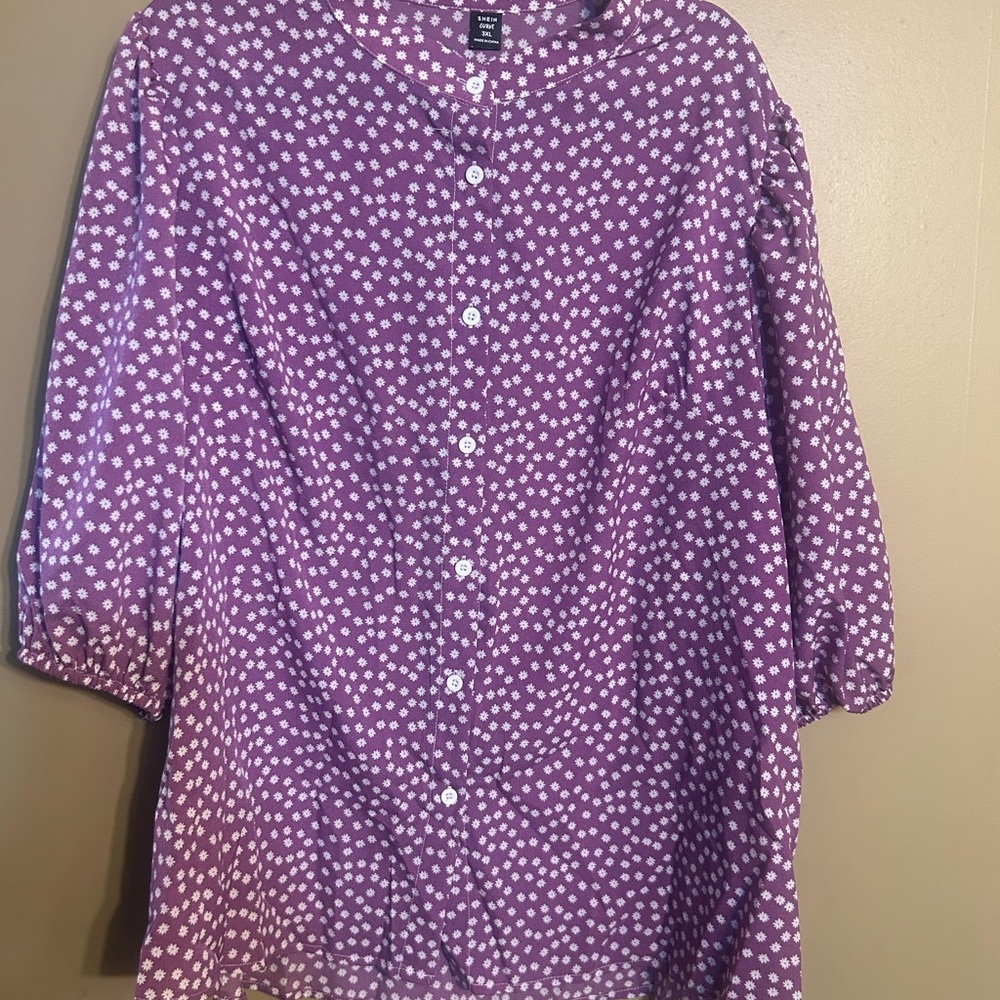 SHEIN Purple Polka Dot Blouse